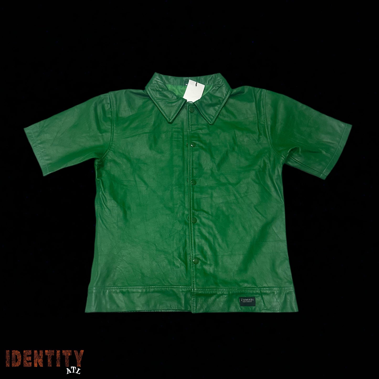 Zamari Leather Button Up Green
