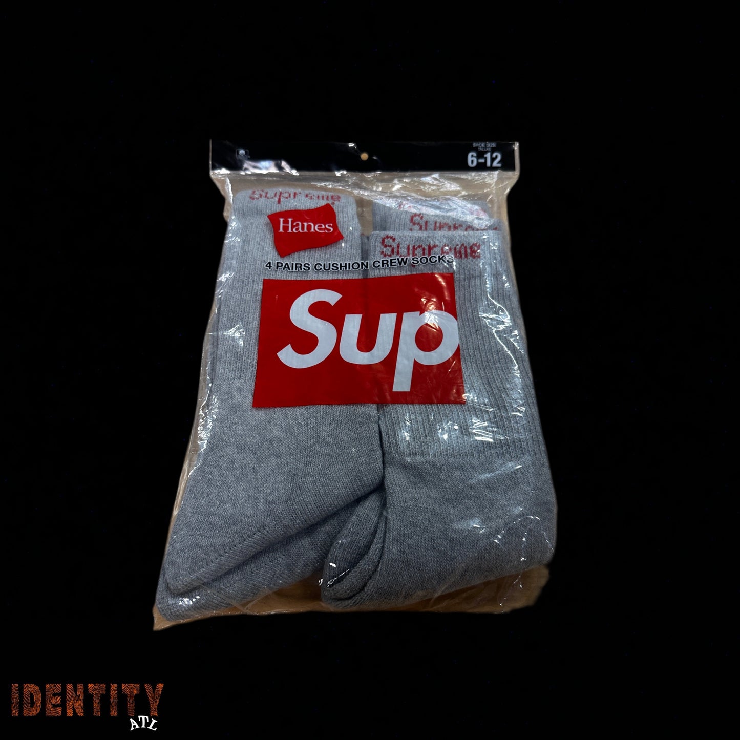 Supreme Hanes Crew Socks (4 Pack) Heather Grey