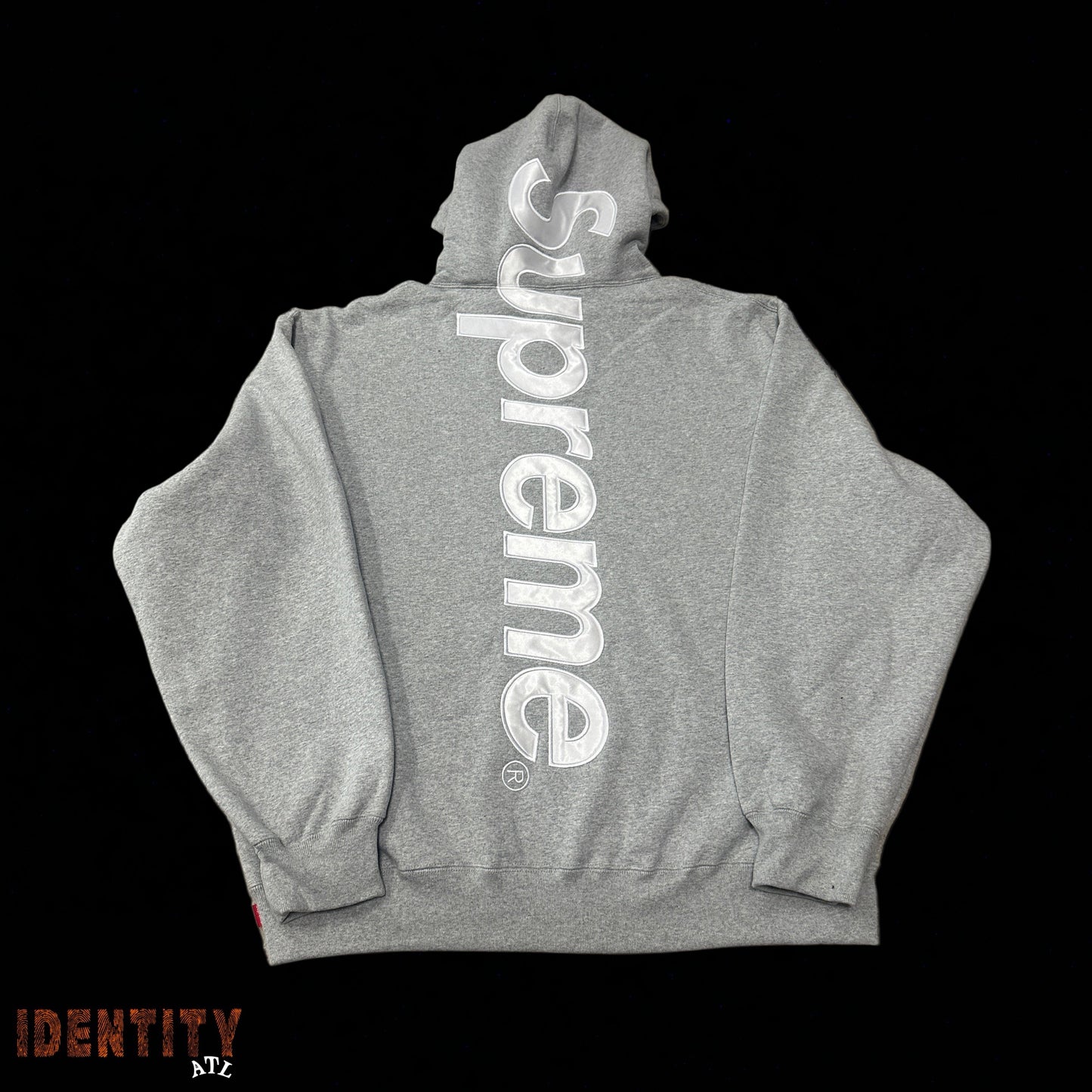 Supreme Satin Applique Hooded Sweatshirt (FW24) Heather Grey