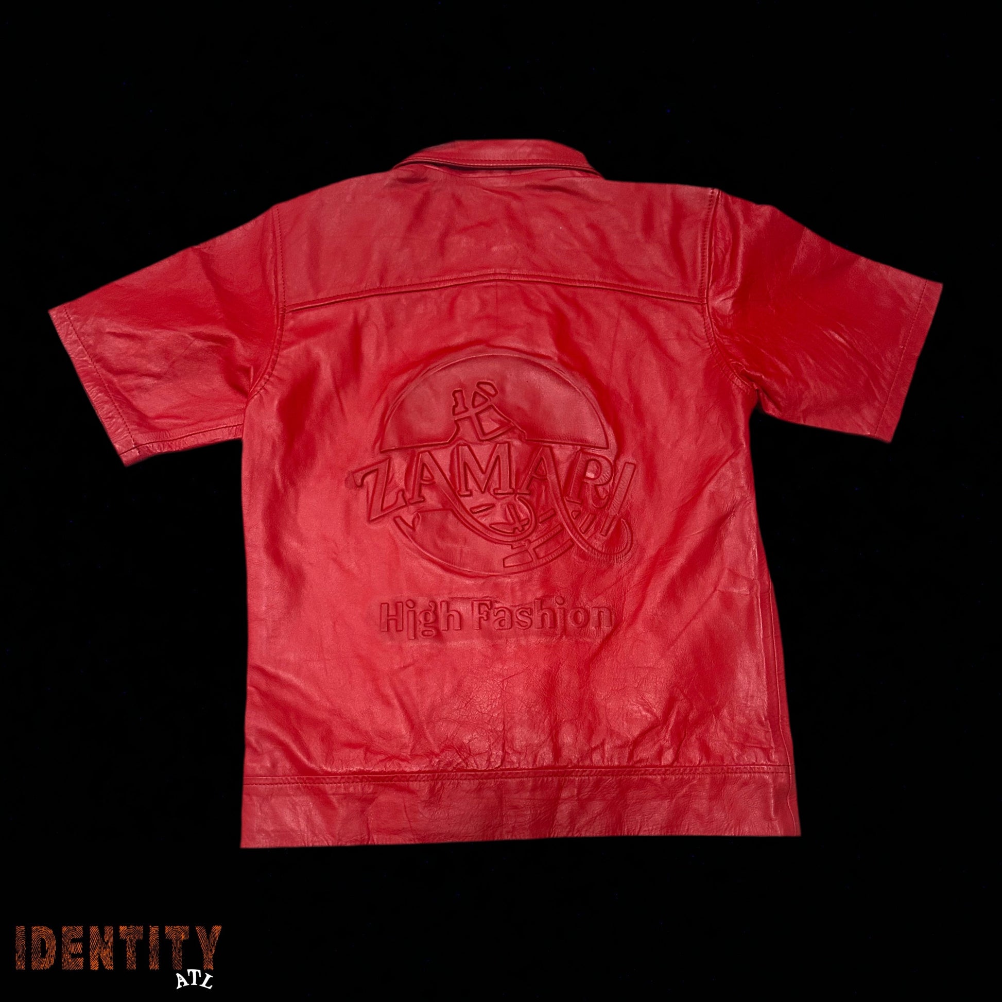 Zamari Leather Button Up Red