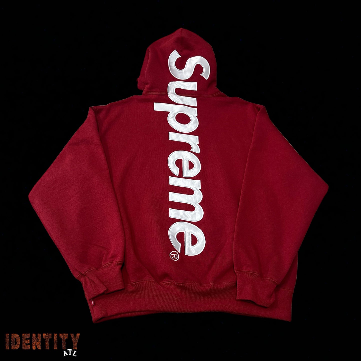 Supreme Satin Appliqué Hooded Sweatshirt (FW25) Red