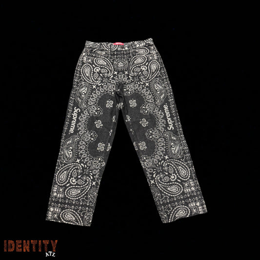 Supreme Bandana Jacquard Baggy Jean Black