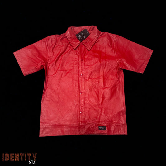 Zamari Leather Button Up Red
