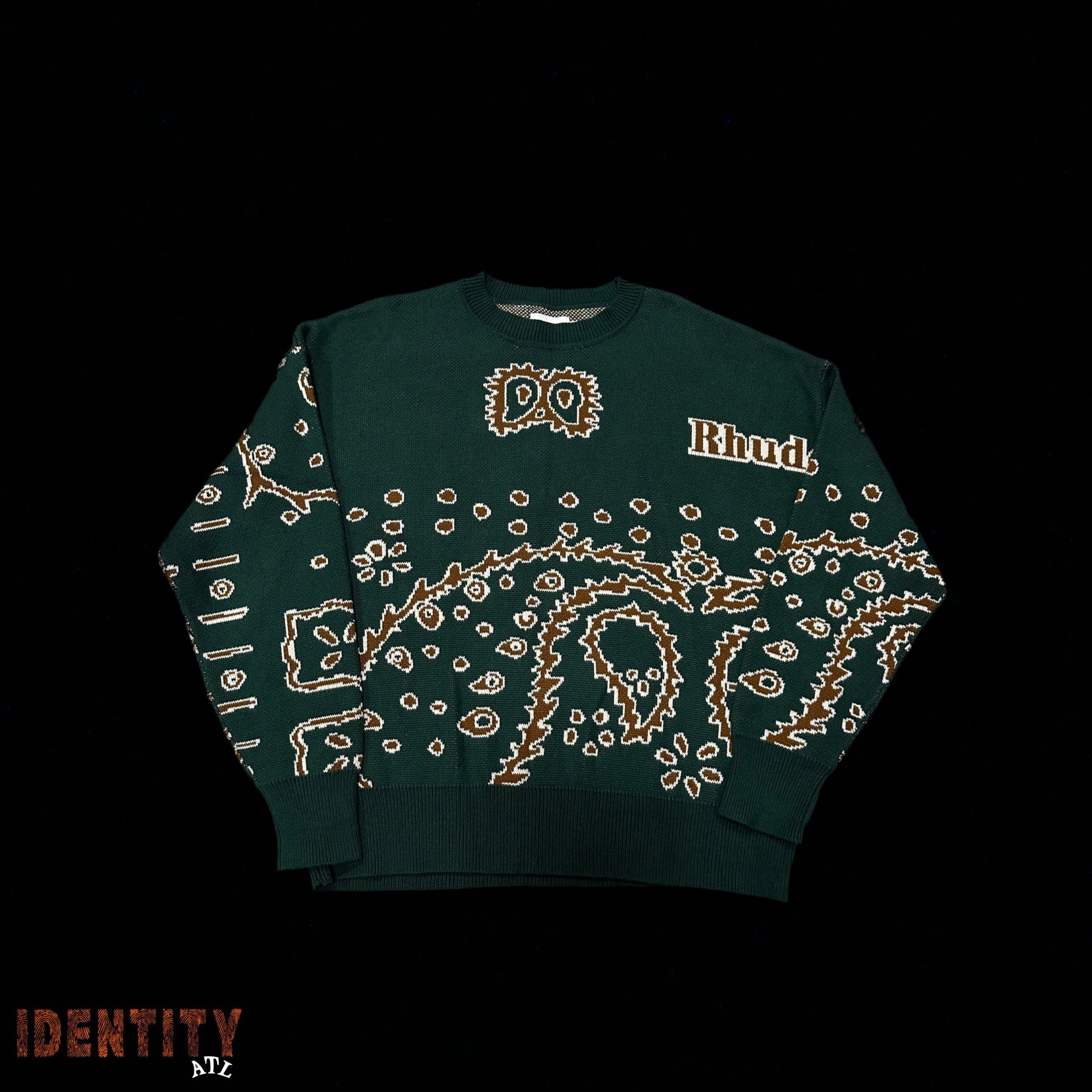 Rhude Bandana Knit Crewneck Green