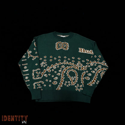 Rhude Bandana Knit Crewneck Green