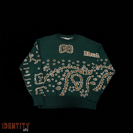 Rhude Bandana Knit Crewneck Green
