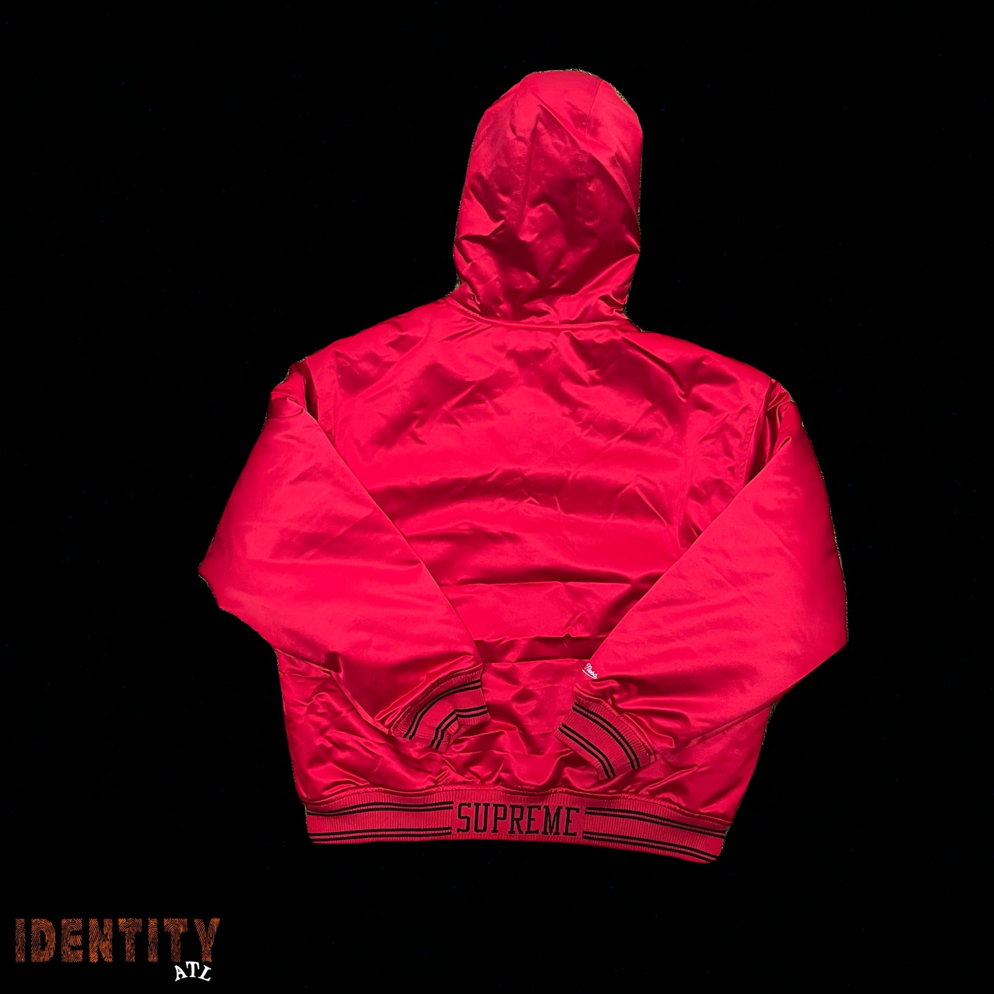Supreme Mitchell & Ness Lined Hooded Satin Varsity Jacket Red