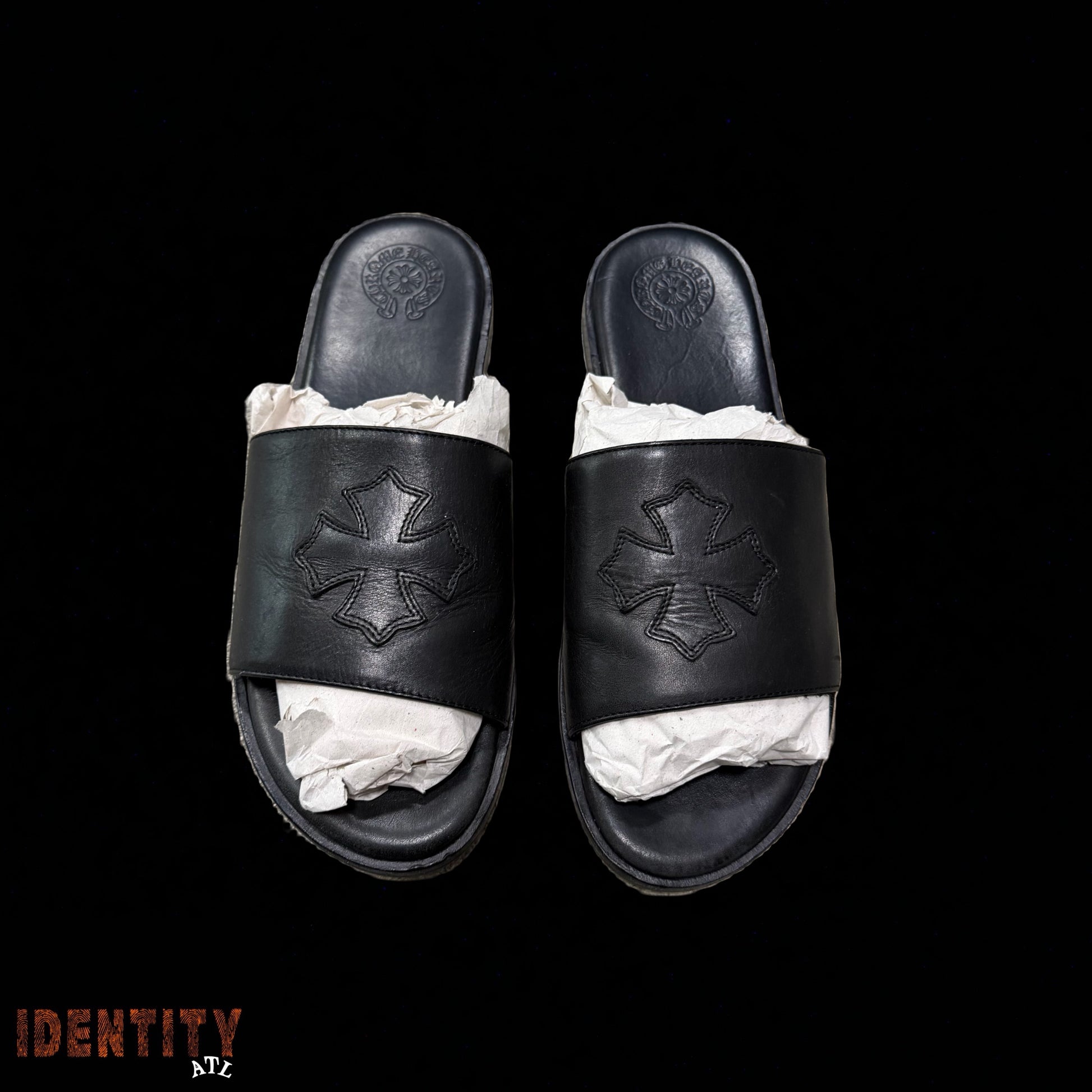 Chrome Heart Leather Slideds
