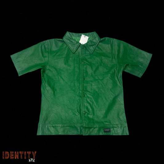 Zamari Leather Button Up Green