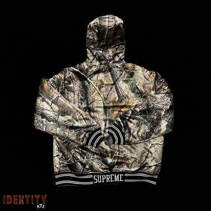 Supreme Mitchell & Ness Lined Hooded Satin Varsity Jacket Realtree AP Camo
