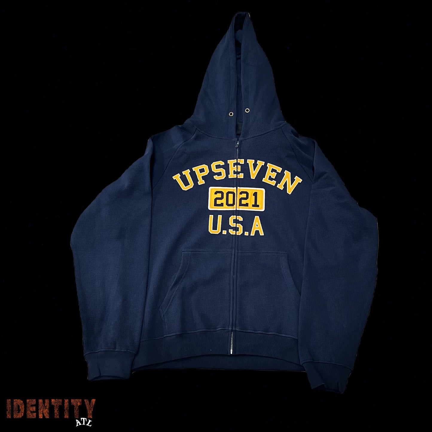 UP7SKATE Navy USA Waffle  Zip Up