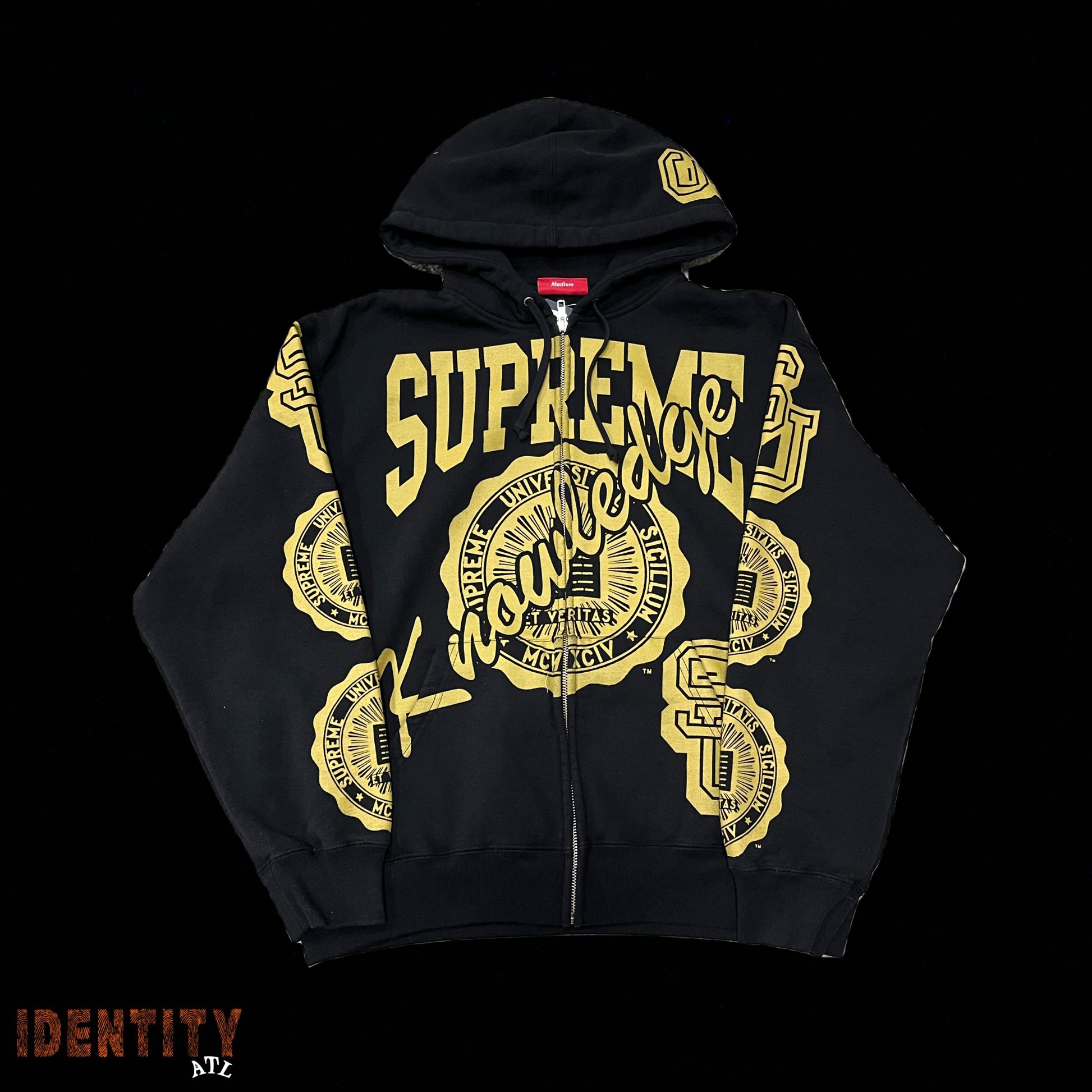 Supreme Knowledge Reigns Zip Up Hooded Sweatshirt Black