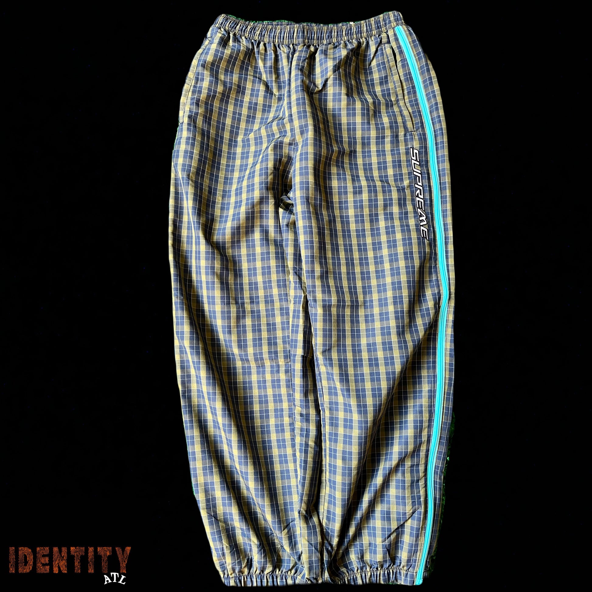 Supreme Plaid Warm Up Pant Navy