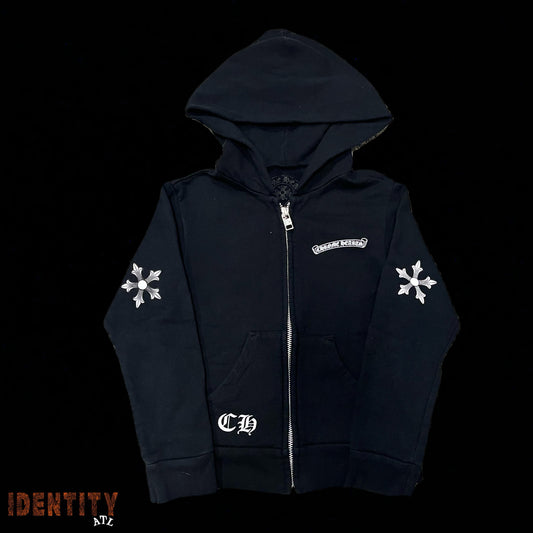 Baby Chrome Hearts Logo Zip Hoodie Black