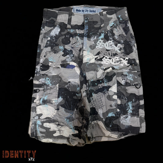 Explicit Content Blue Camo Shorts