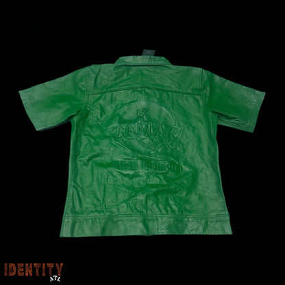 Zamari Leather Button Up Green