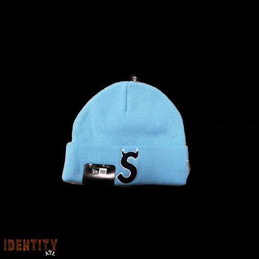Supreme New Era Devil S Logo Beanie Light Blue