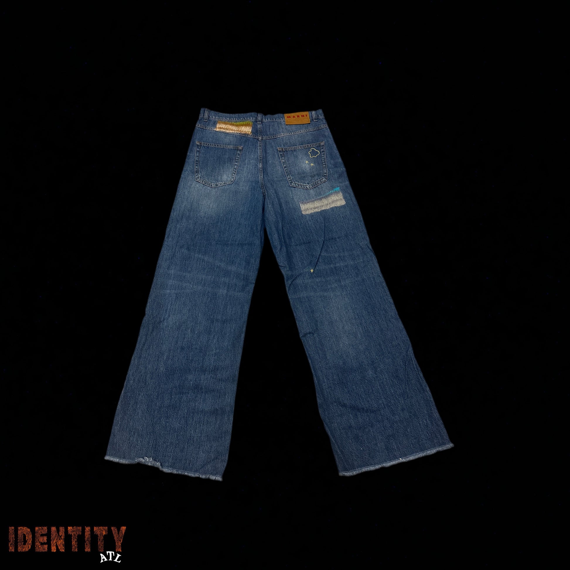 Marni Stonewashed Organic Blue Denim Jeans w Mohair