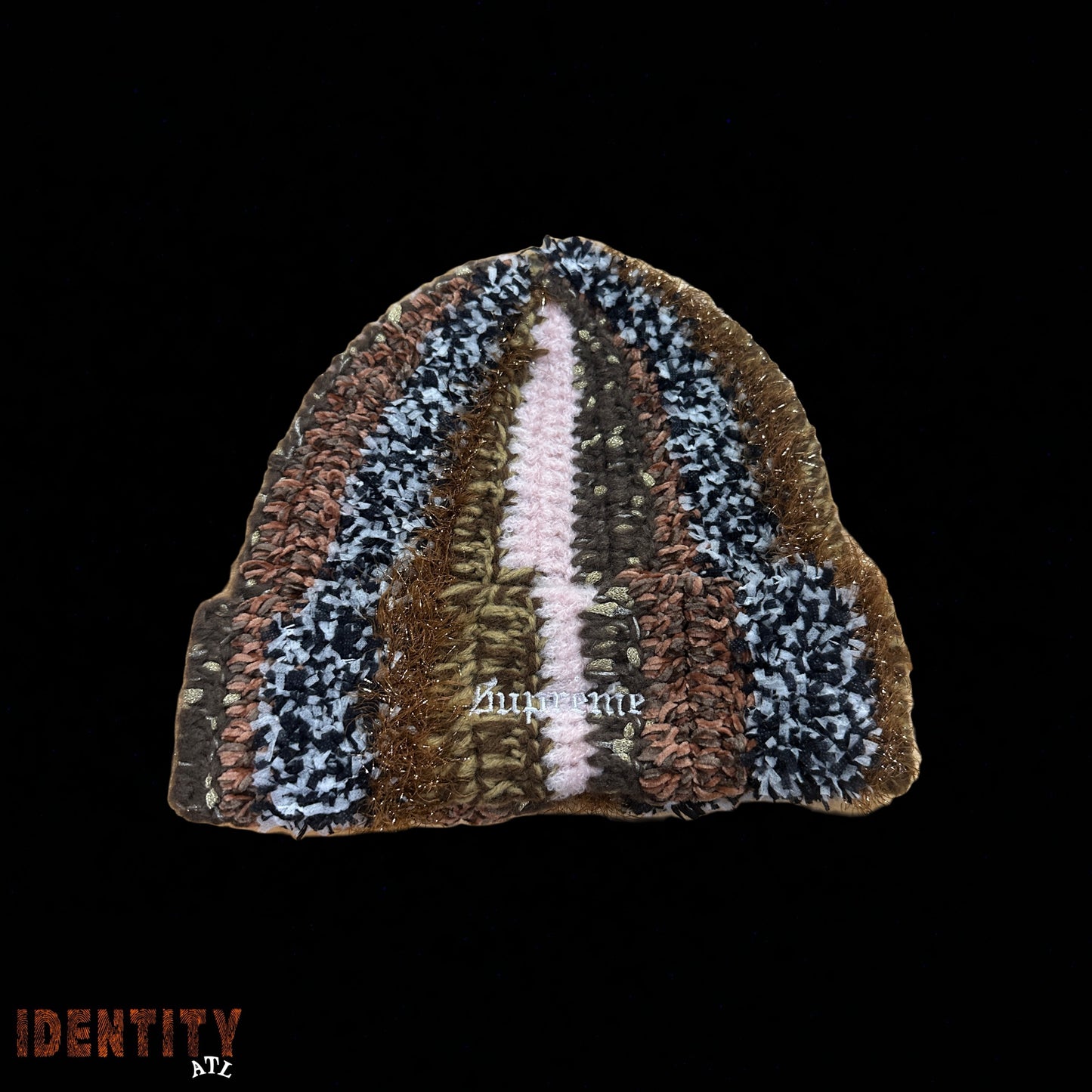 Supreme Tinsel Stripe Beanie Brown