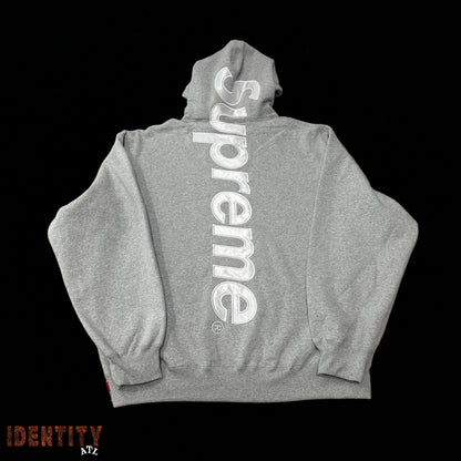 Supreme Satin Applique Hooded Sweatshirt (FW24) Heather Grey