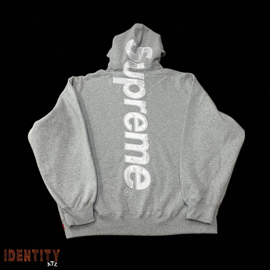 Supreme Satin Applique Hooded Sweatshirt (FW24) Heather Grey