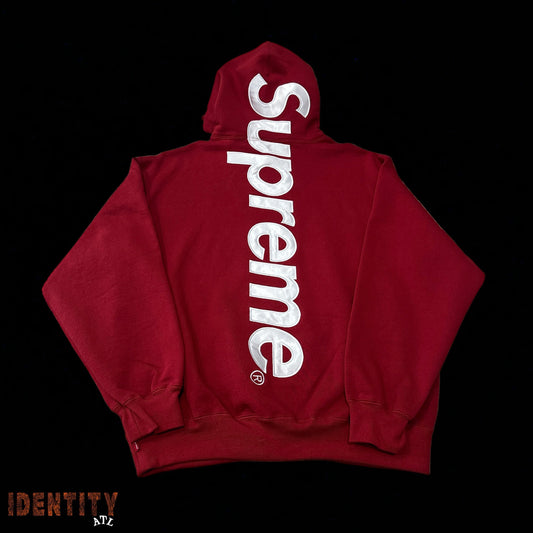 Supreme Satin Appliqué Hooded Sweatshirt (FW25) Red