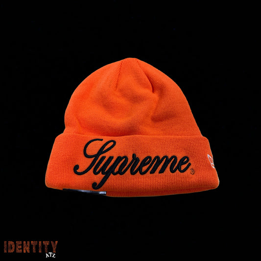 Supreme New Era Script Beanie Orange