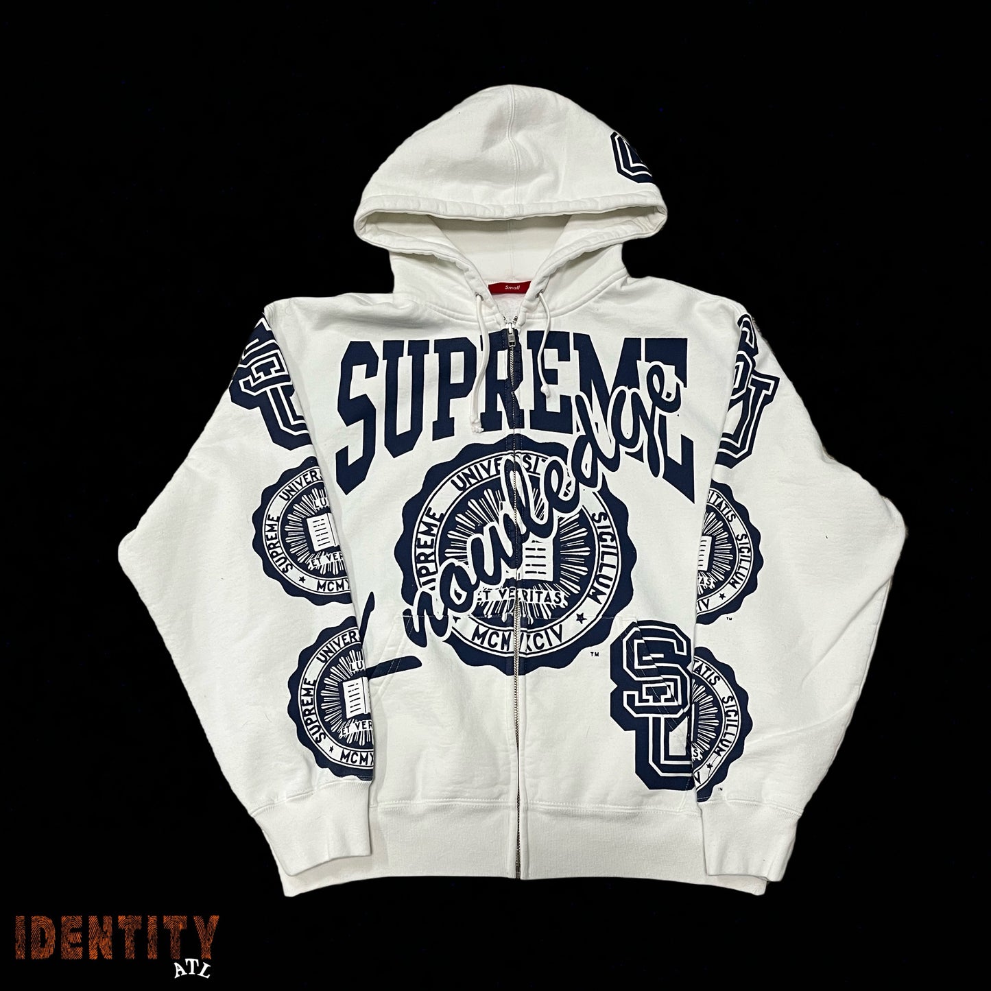 Supreme Knowledge Reigns Zip Up Hooded Sweatshirt White