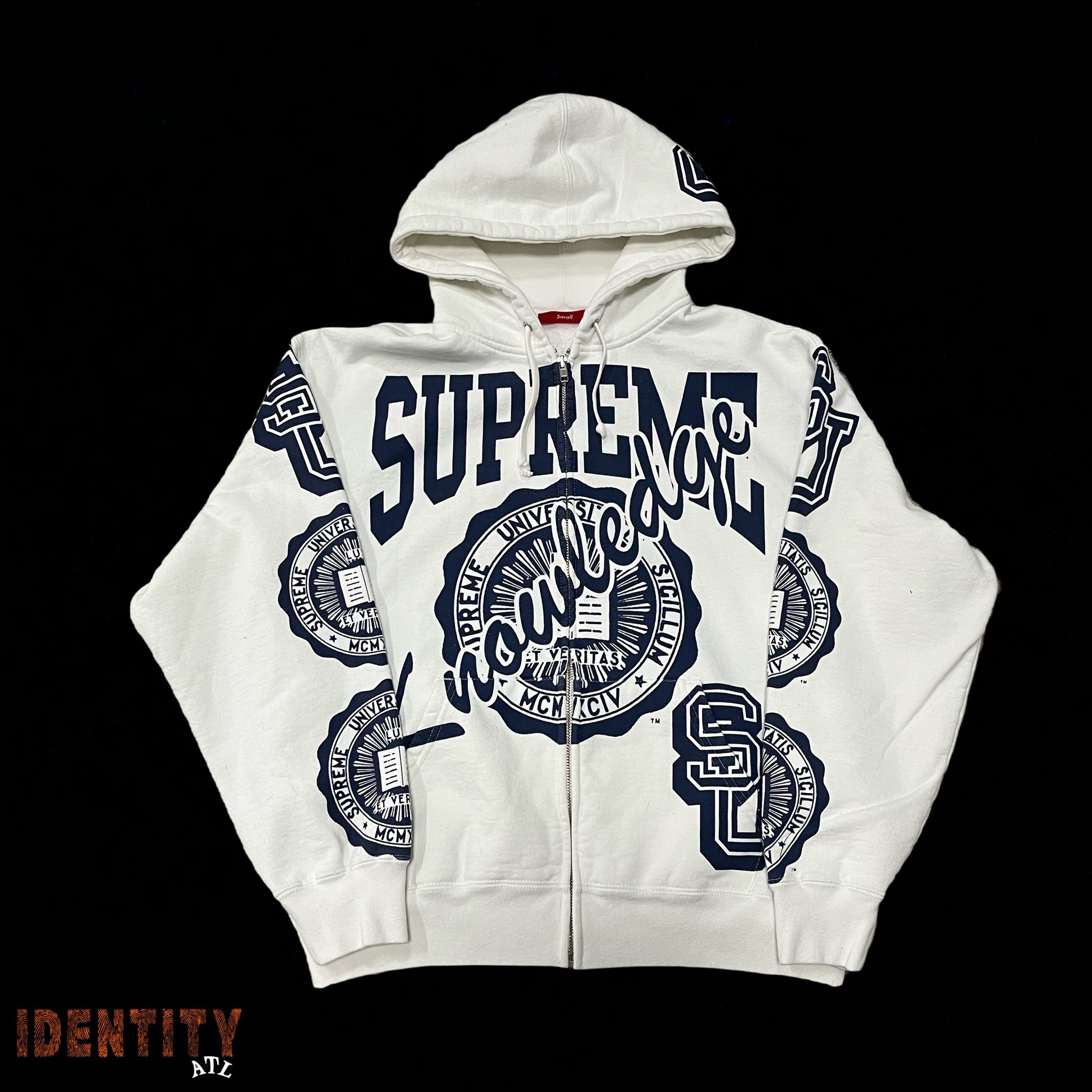 Supreme Knowledge Reigns Zip Up Hooded Sweatshirt White