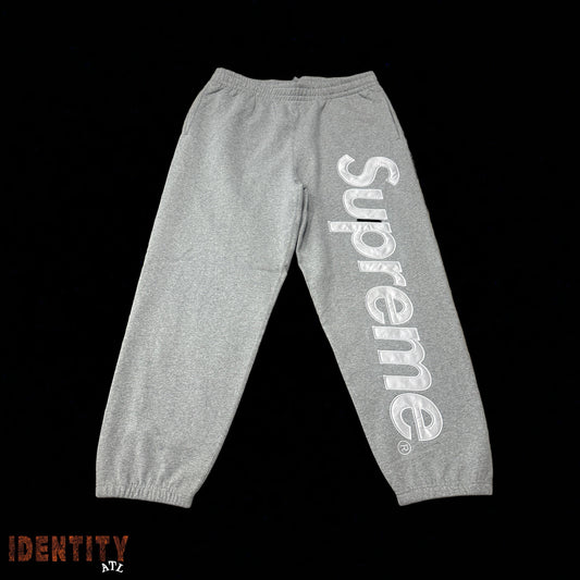 Supreme Satin Appliqué Sweatpant (FW25) Heather Grey