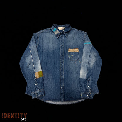 Marni Stonewashed Organic Blue Denim Button Up w Mohair