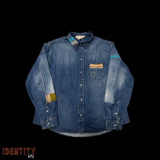 Marni Stonewashed Organic Blue Denim Button Up w Mohair