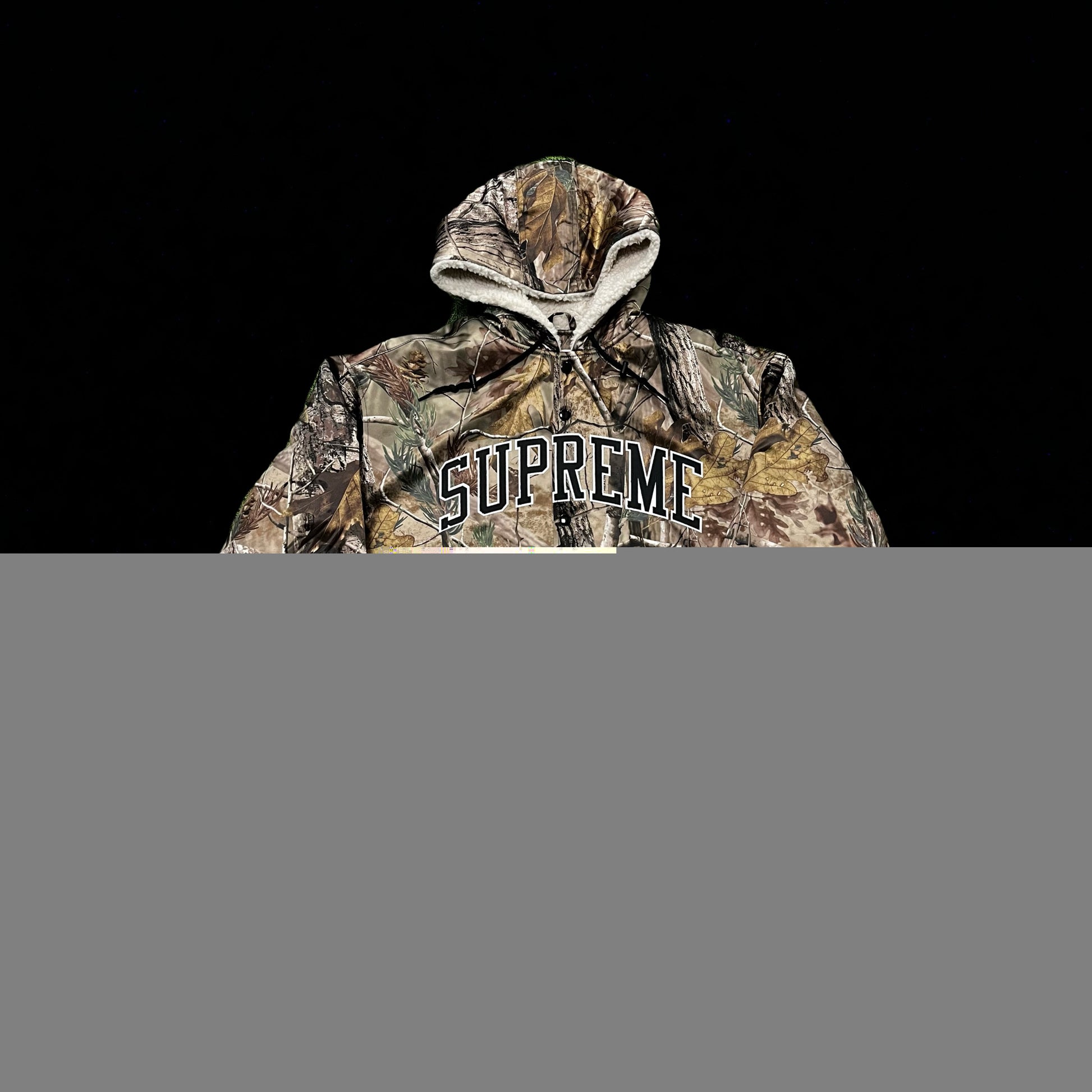 Supreme Mitchell & Ness Lined Hooded Satin Varsity Jacket Realtree AP Camo