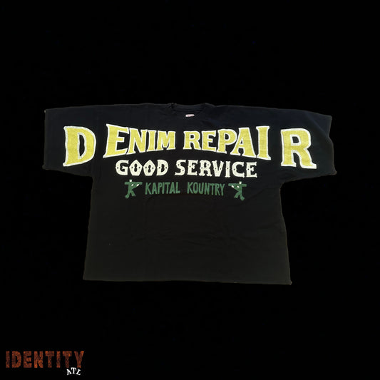 KAPITAL DENIM REPAIR TEE BLACK