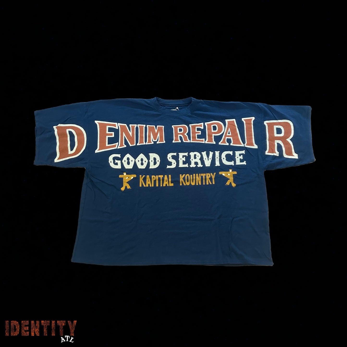 KAPITAL DENIM REPAIR TEE BLUE