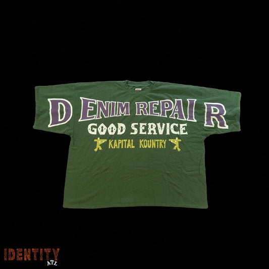 KAPITAL DENIM REPAIR TEE GREEN