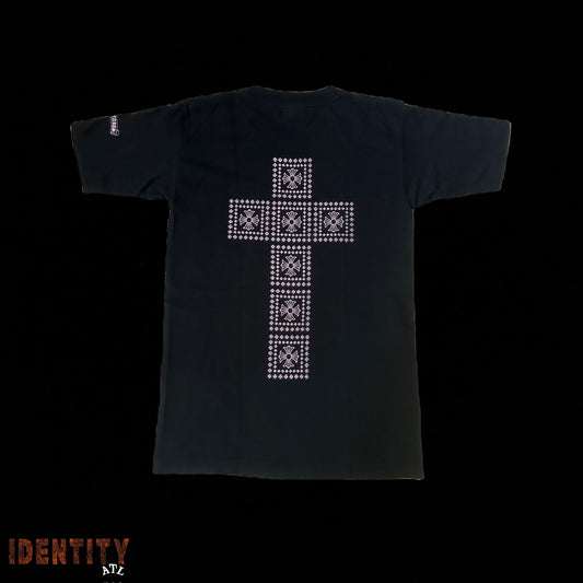 VINTAGE CHROME HEARTS CROSS POCKET TEE BLACK