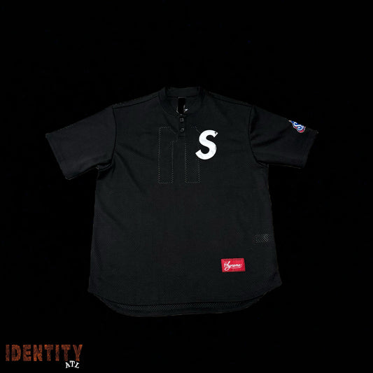Supreme S Logo Baseball Henley Black