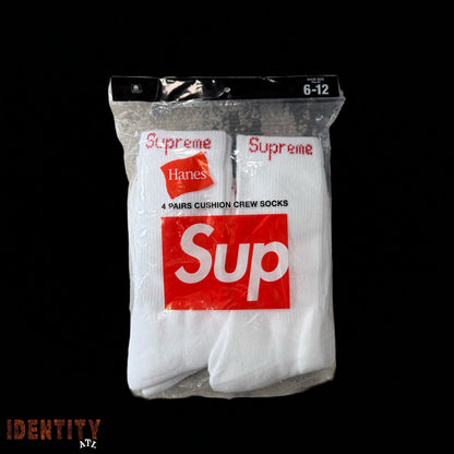 Supreme Hanes Crew Socks (4 Pack) White