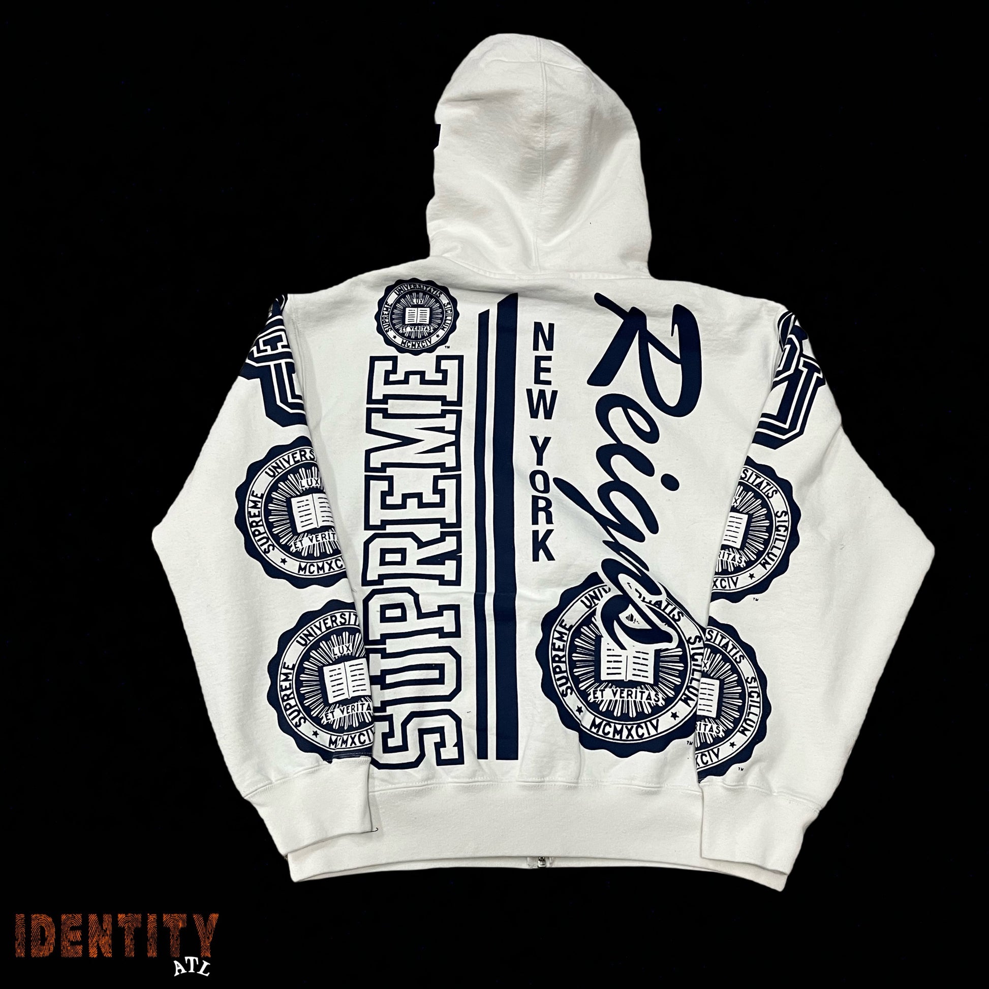 Supreme Knowledge Reigns Zip Up Hooded Sweatshirt White