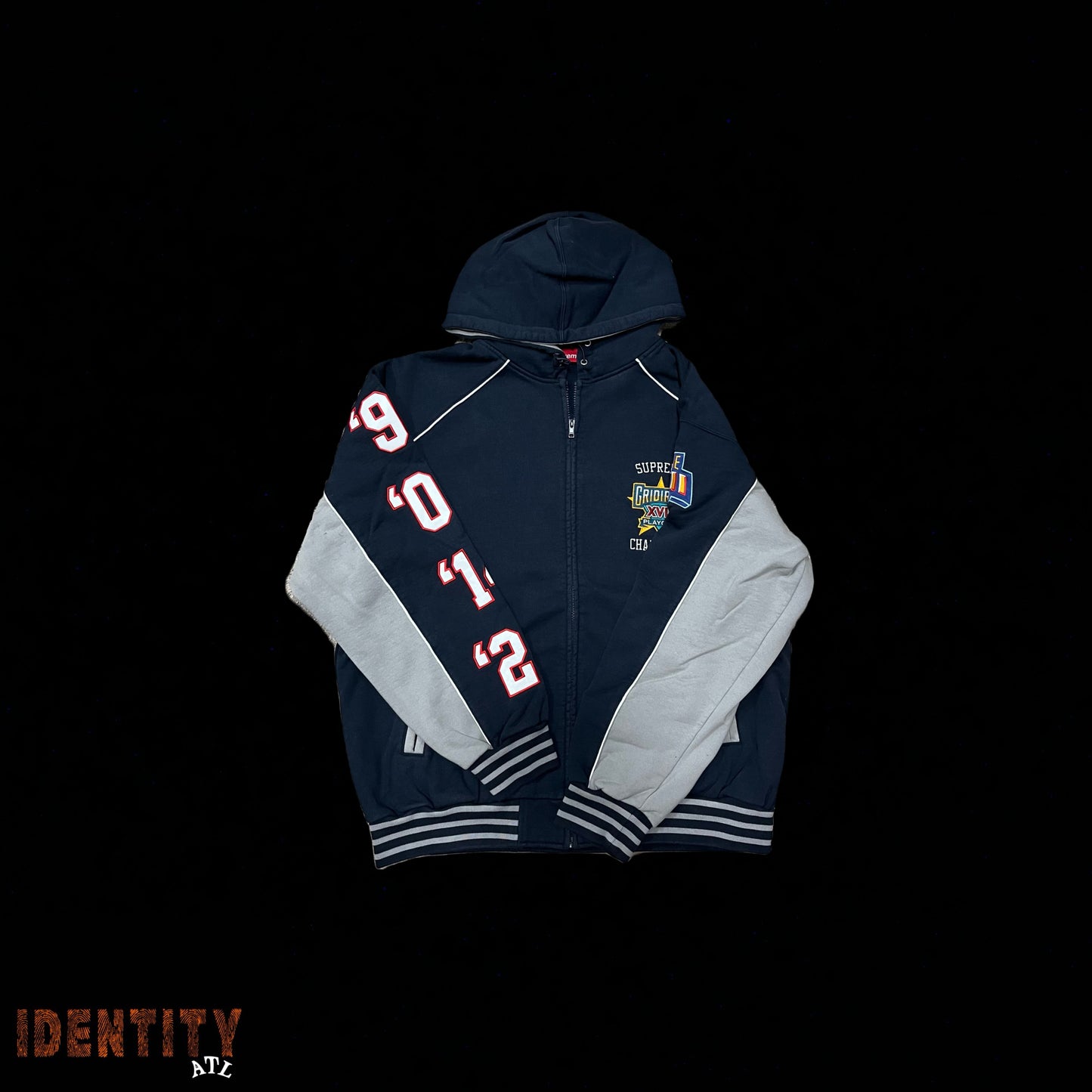 Supreme Playoffs Zip Up Hooded Sweatshirt Navy