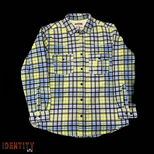 Supreme True Religion Quilted Lined Plaid Flannel Shirt Yellow