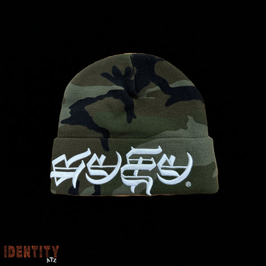 Supreme New Era Blackletter Beanie Woodland Camo