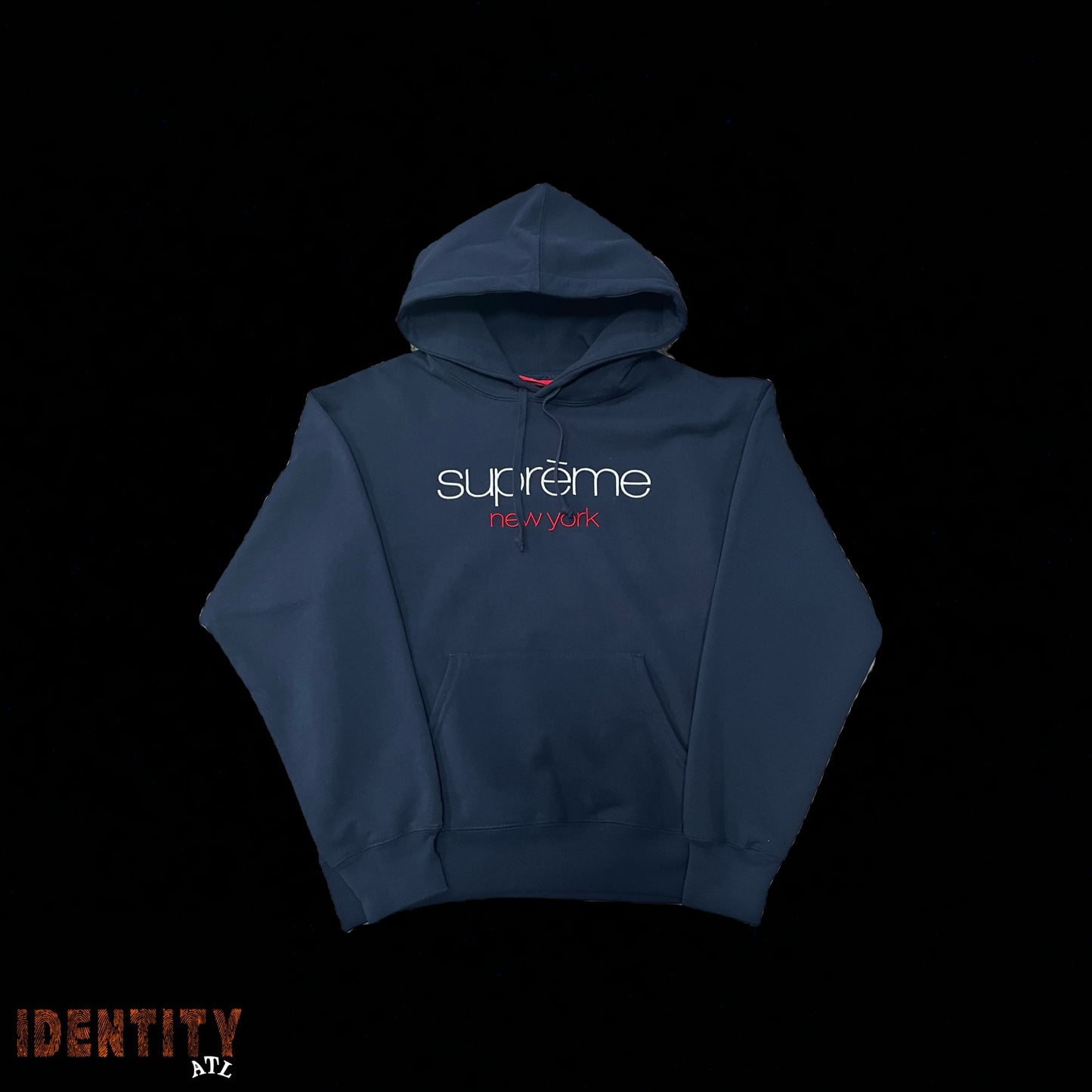 Supreme Classic Logo Hoodie Navy