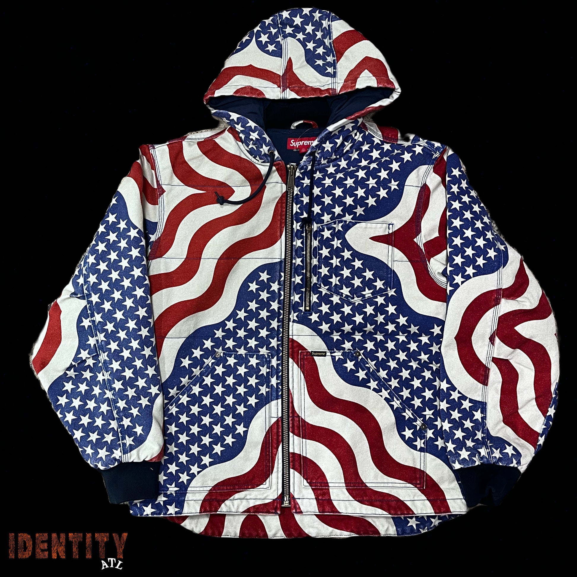 Supreme Flag Quilted Hooded Work Jacket Multicolor