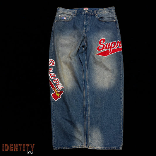 Supreme Mitchell & Ness Atlanta Braves Loose Fit Jean Blue