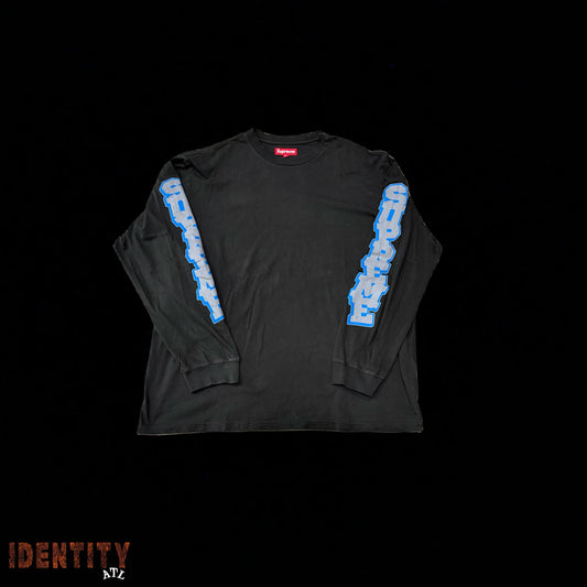 Supreme Cracked Sleeve L/S Top Washed Black